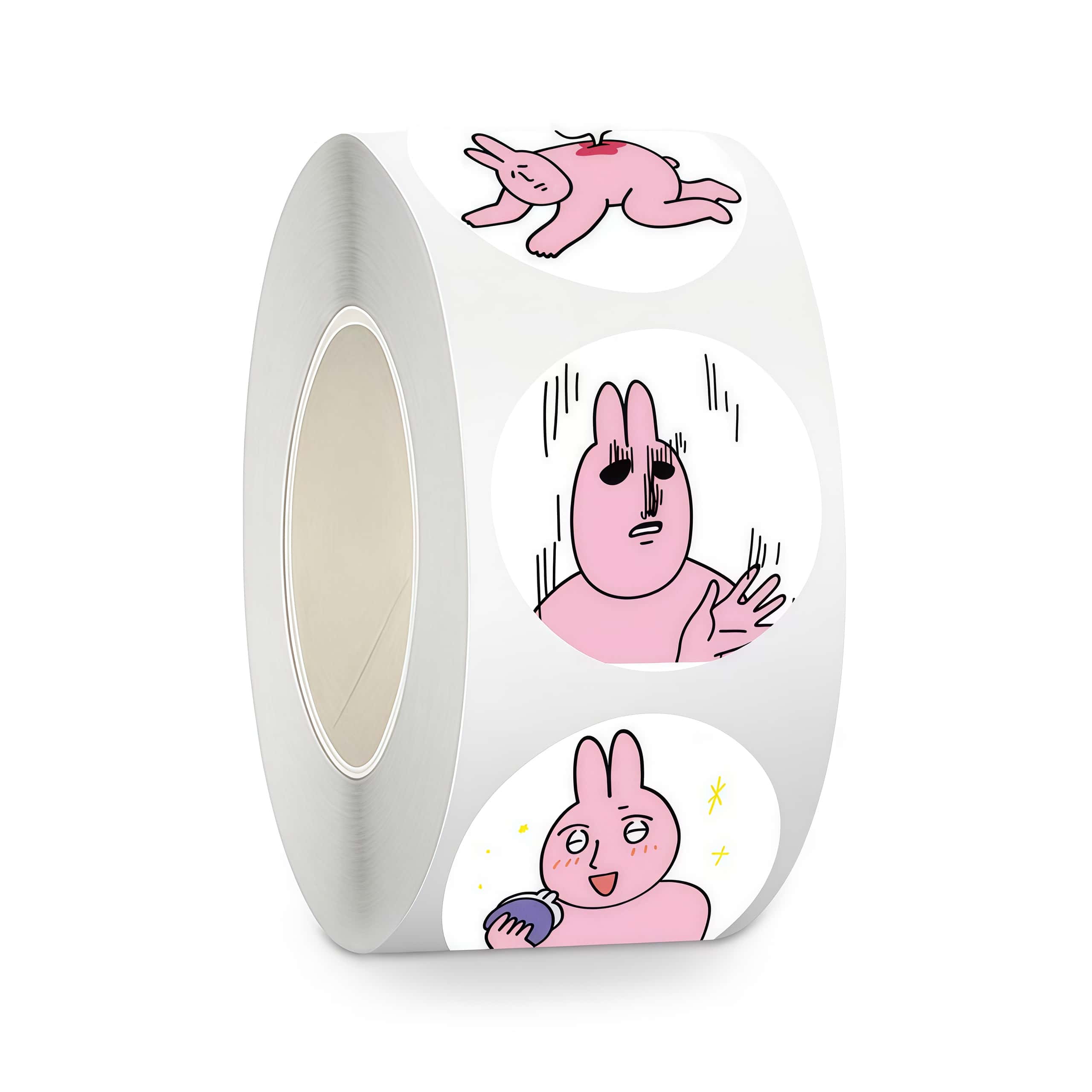 500Pcs Funny Pink Meme Rabbit  - Sticker Label Roll ulasan dan harga