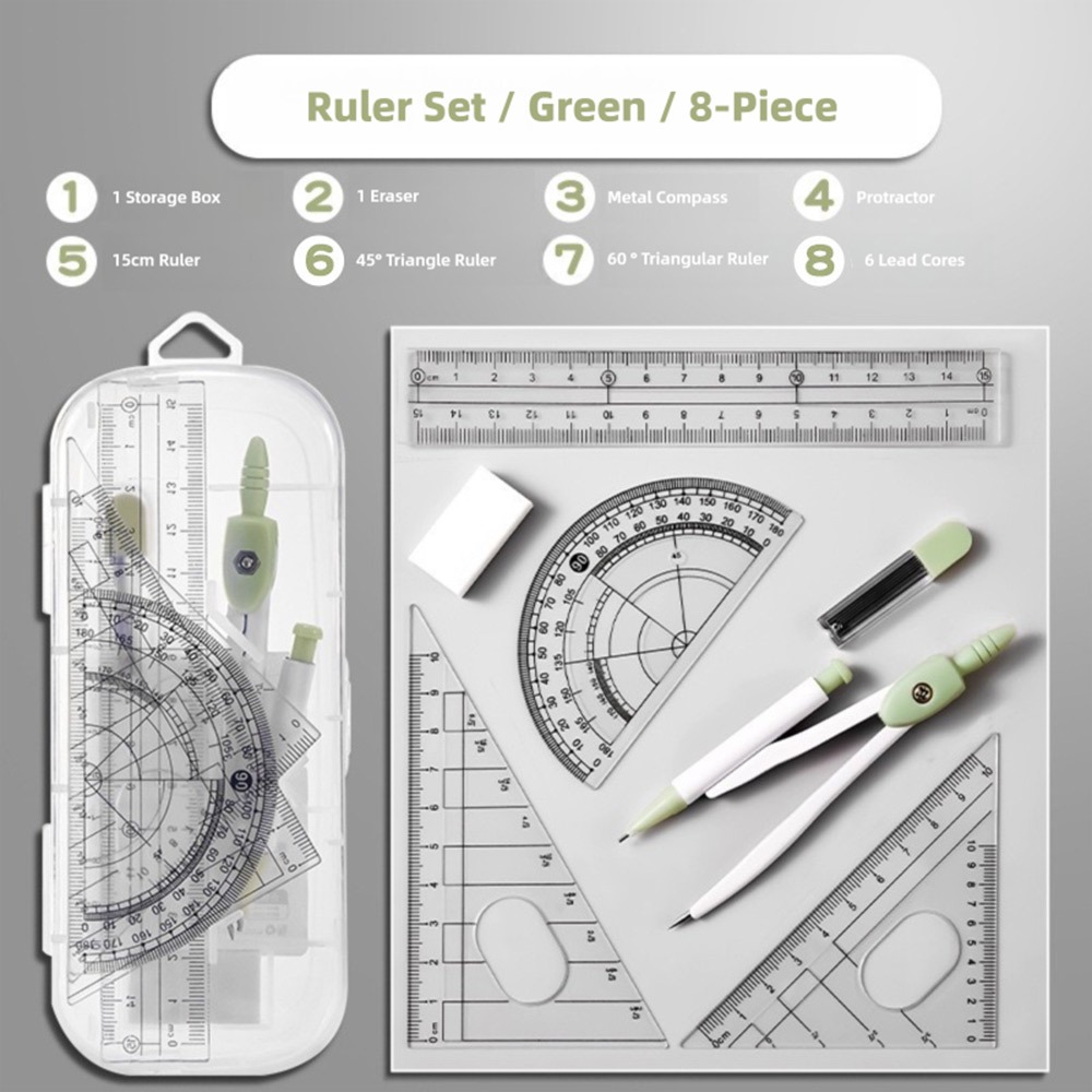 8PCS/Set Plastic Ruler Compass - Compass Geometry Set ulasan dan harga
