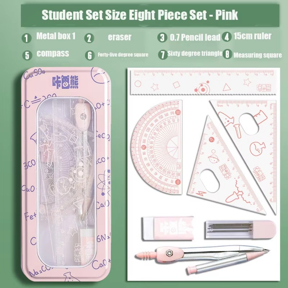 8Pcs/Set Multifunctional Math  - Compass Geometry Set ulasan dan harga
