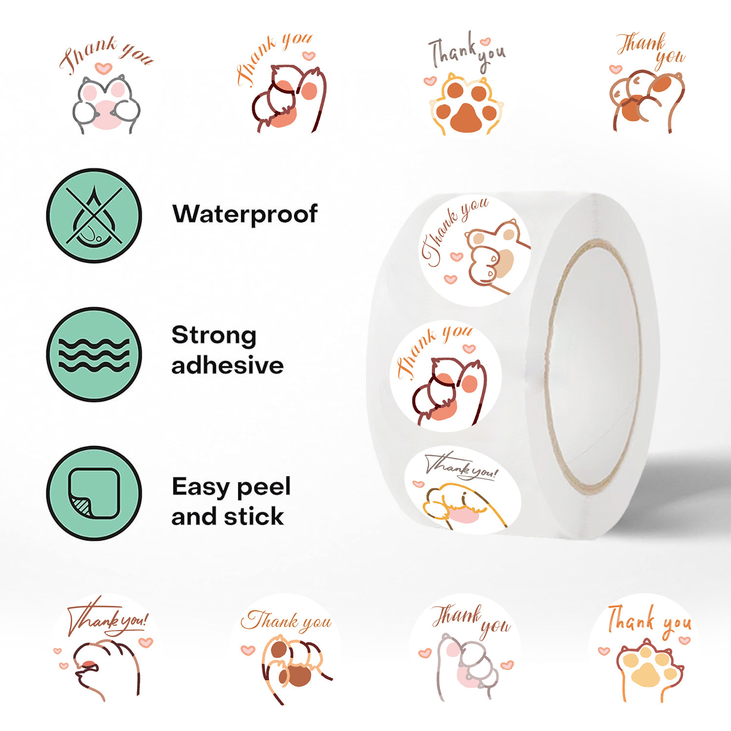 JCAC 500pcs/roll Cute Cartoon  - Sticker Label Roll ulasan dan harga
